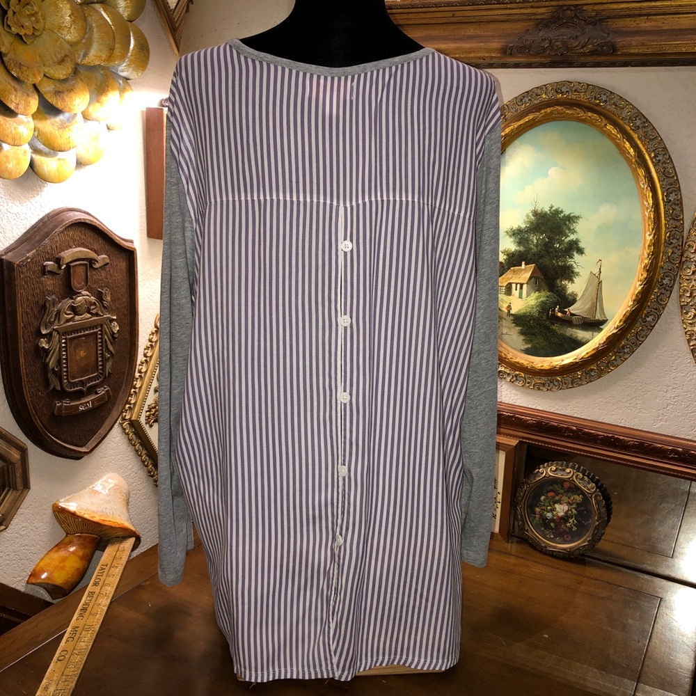 PREOWNED Lacey Chabert STRIPPED LONG SLEEVE cozy lounge top SZ 1X